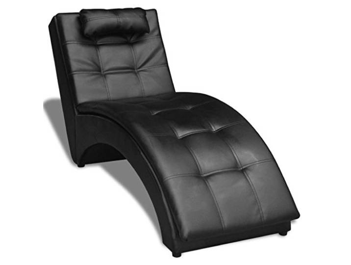 Festnight Kunstleder Chaiselongue mit Kissen Liegesessel Relaxliege Loungeliege Liegekomfort Ergonomisch 150 x 55 x 72 cm Schwarz/Weiss