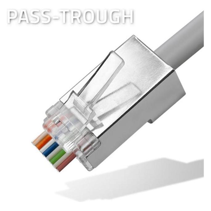 Qoltec Wtyk przelotowy złącze RJ45 | CAT6 | FTP | Pass Through | Pozłacane styki | 10 sztuk (Netzwerk Zubehör) (54549)