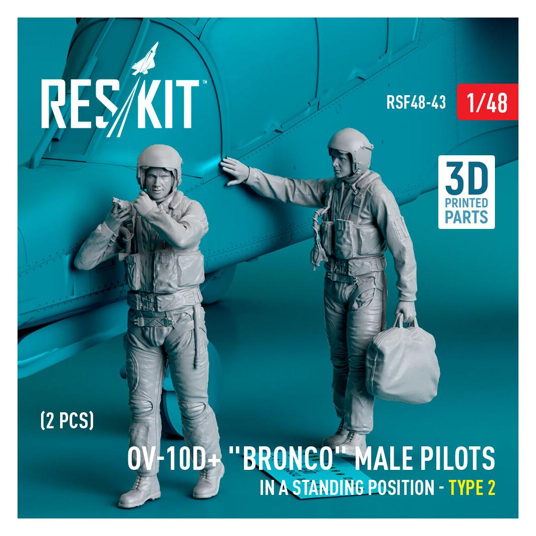 ResKit OV-10D+ Bronco male pilots (in a standing position - type 2) (2 pcs) (3D Printed) (RSF48-0043)
