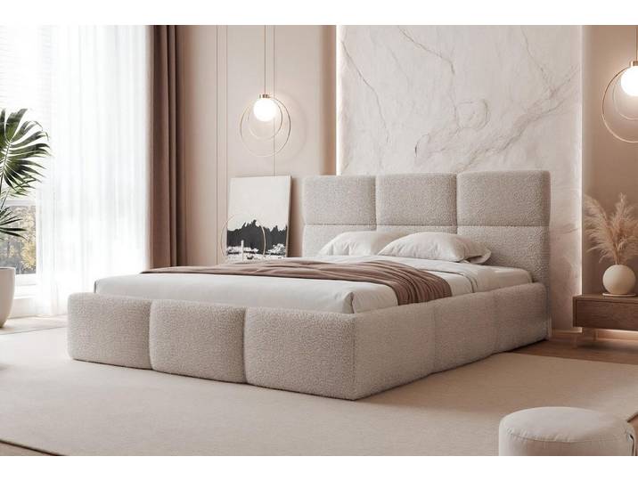 Compleo Polsterbett Elegant, Designbett, Luxus-Bett mit Lattenrost Bouclé CANDE
