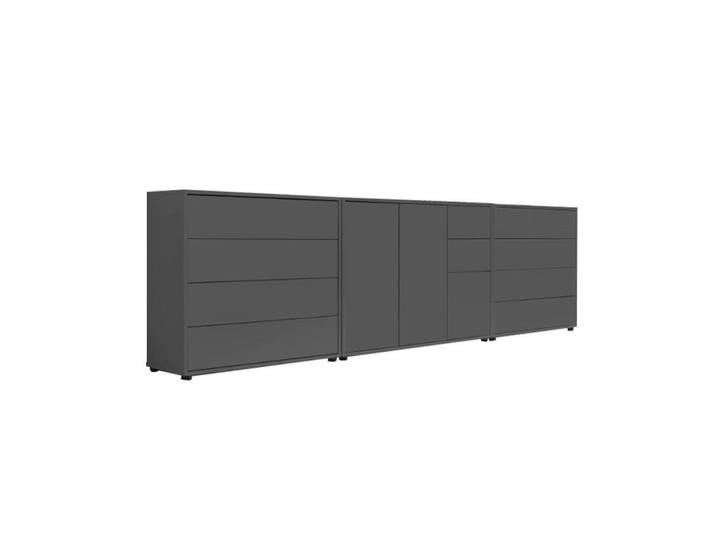 Mid.you Sideboard, Anthrazit, 1 Fächer, 10 Schublade(n) Schubladen, 263.5x73x33 cm, Made in Germany, erweiterbar, stehend, in verschiedenen Größen erhältlich, Wohnzimmer, Kommoden & Sideboards, Sideboards