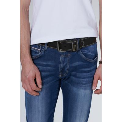 Ledergürtel CAMP DAVID, Herren, Gr. 90, schwarz, Leder, unifarben, Gürtel Ledergürtel, mit Logo-Plakette