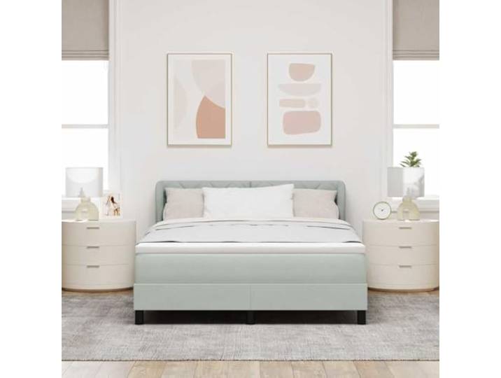 KTHLBRH Boxspringbett mit Kopfteil hellgrau 140x190 cm Samt Verstellbares Kopfteil, minimalistisches Design, weiche Oberfläche, modernes Schlafzimmer