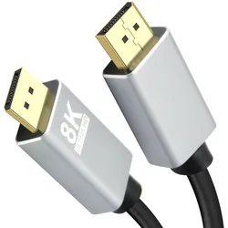 Helos Anschlusskabel, DisplayPort Stecker/Stecker, PREMIUM 8K, 1,0m, schwarz