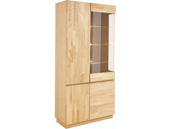 Vitrine HOME AFFAIRE, braun (eiche teilmassiv), Schränke, Vitrine, Höhe 184 cm, teilmassiv, FSC-zertifiziert