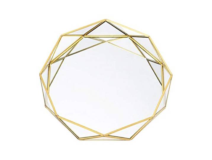 geen merk cosmetische sieraden opslag lade ronde glazen plaat, metalen decoratieve lade sieraden parfum organisator, westerse taart dessert plaat, Scandinavische eenvoudige stijl cosmetische voor dressoir, badkamer