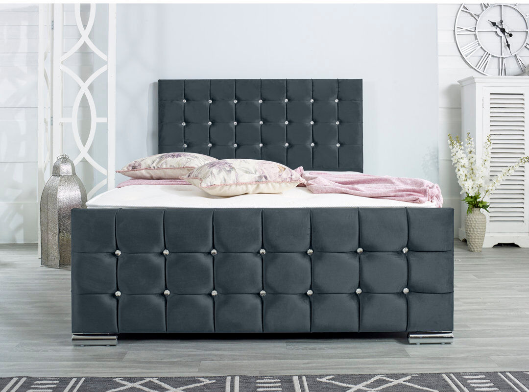 Wayfair Sleep Lexington Upholstered Bed Frame Steel Kingsize (5')