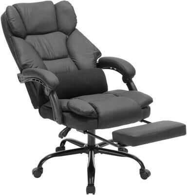 toswini Faux Leather Reclining Office Chair with Lumbar Pillow and Footrest