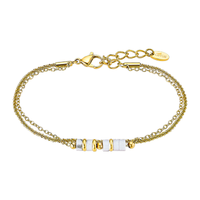 Armband LOTUS "Essentials", gold (gelbgoldfarben, weiß, weiß), Armbänder, Damen, 19cm, Edelstahl, Armband, mit sonstige