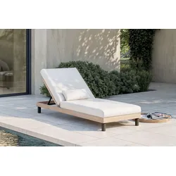 ploss Lunare Gartenliege, cashmere sand/anthrazit, Alu/Polyester/Schaumstoff, Holzdekor, 205 x 70, verstellbar, inkl. Polster