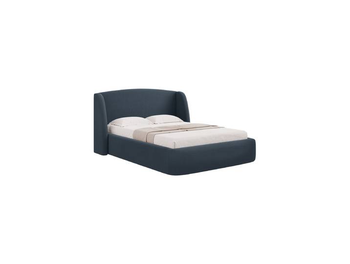 Design Polsterbett „Aude“ mit Ablagefach, Strukturstoff Dunkelblau CXL by Christian Lacroix
