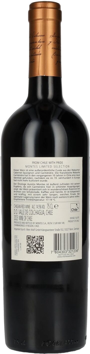 Montes Weine Montes CABERNET SAUVIGNON CARMENÈRE Limited Selection 2023 14,5% Vol. 0,75l