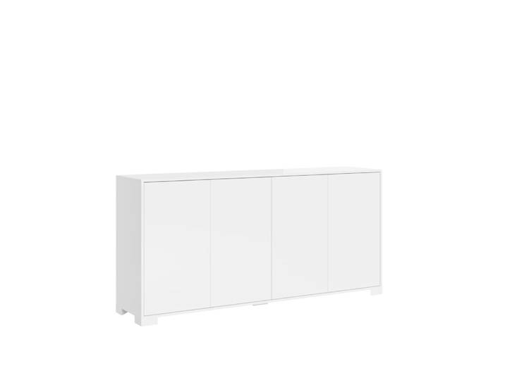 Buffet bas 4 portes 172x40x83 cm effet bois blanc brillant