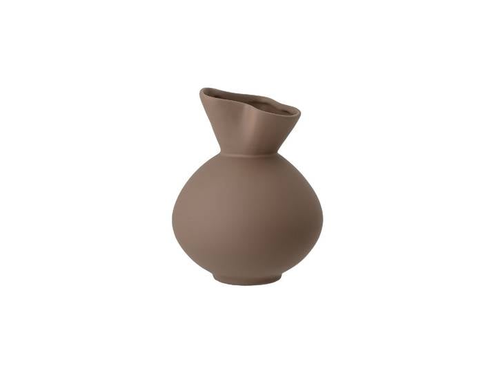 Vase en grès marron, à poser, conique, ondulé, glacis mat - Bloom