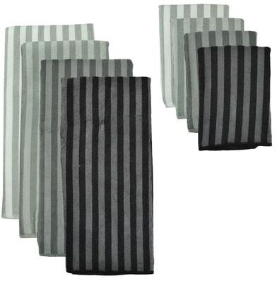 DII Grey Stripe Microfiber Towel and Cloth Set