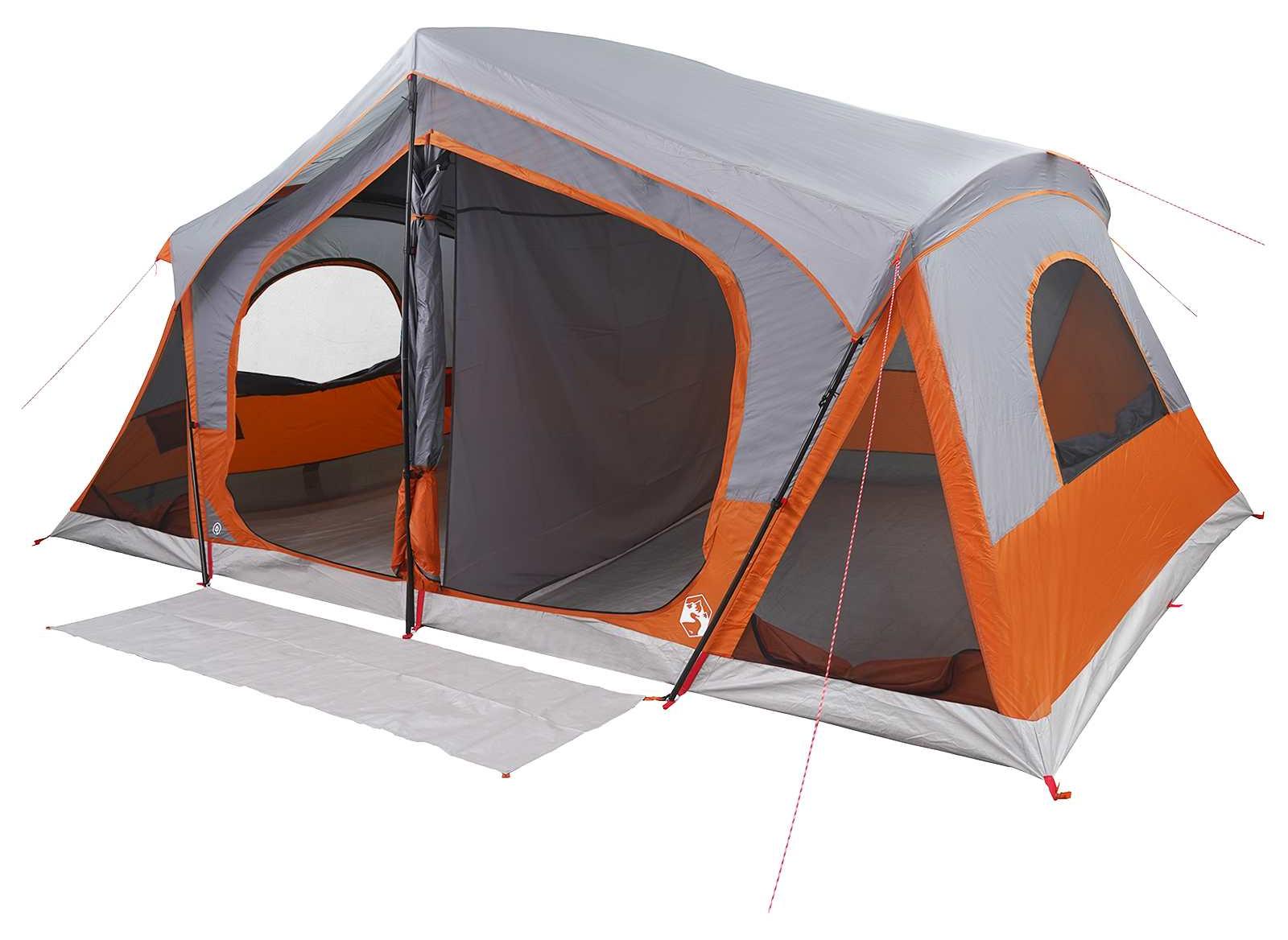 Hütten-Zelt Grau und Orange 10-Personen Polyester und Stahl
