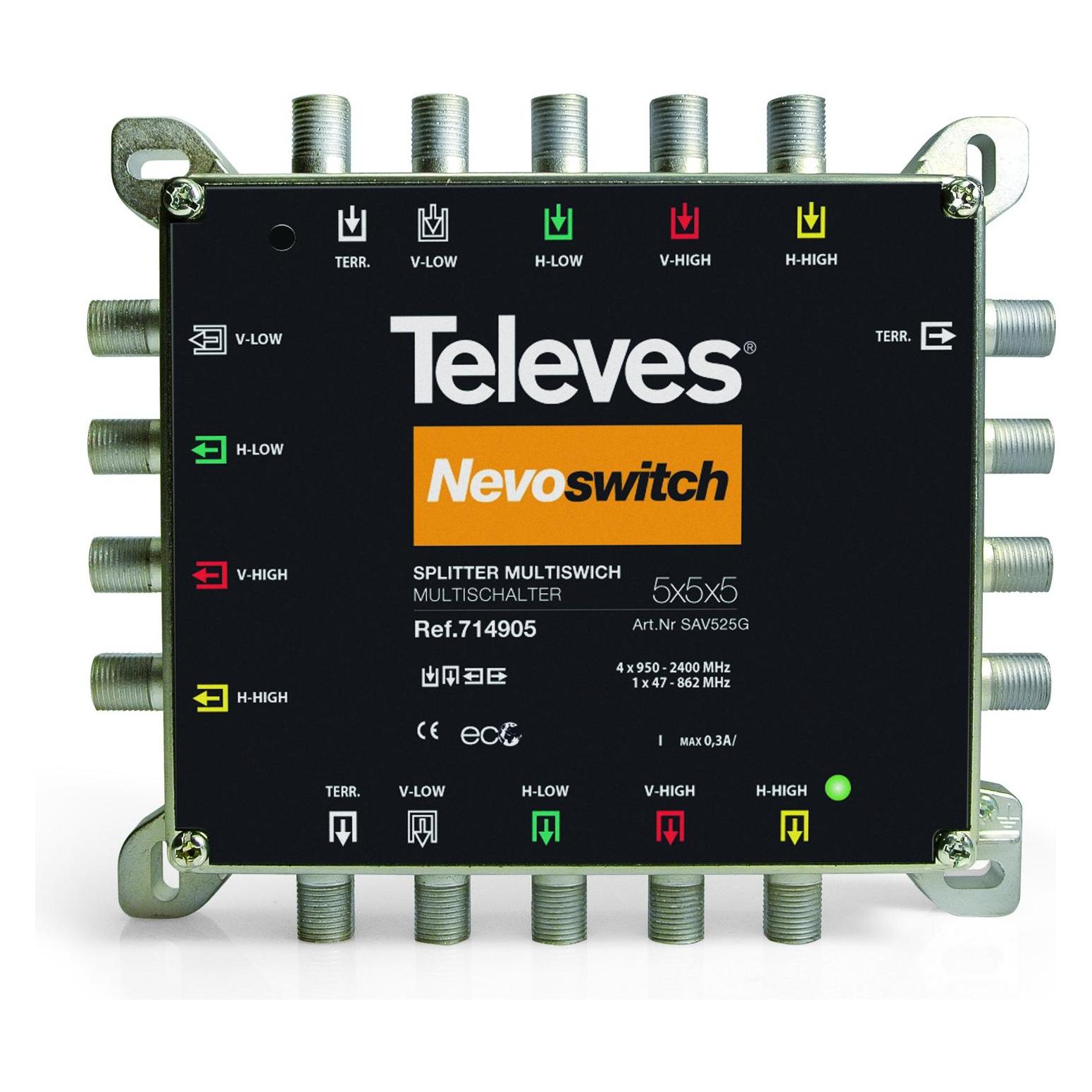 Televes Verteiler 5 x 2f. Guss 4-6dB 5-2400 MHzNEVO SAV525G (Verteiler) (714905)