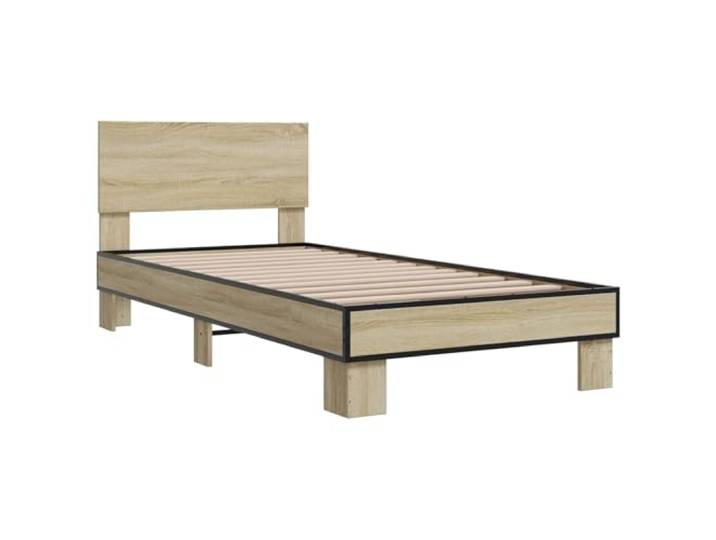 KTHLBRH Bettgestell Eiche Sonoma 80 x 200 cm Technisches Holz, rechteckige Form, feste Latten, Kopfteil inklusive