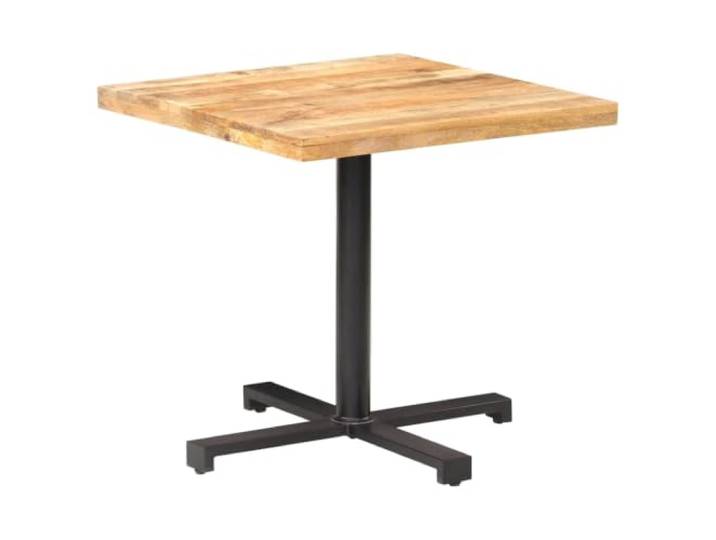 Roanoer Bistrotisch Quadratisch 80x80x75 cm Esstisch Mangoholz Massiv Handgefertigte Unikate mit pulverbeschichtetem Metallgestell für Esszimmer, Küche oder geschützte Außenbereiche.