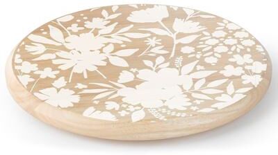 CounterArt "Full Bloom Round Mango Wood Lazy Susan Turntable 14"" Diameter for Serving Kitchen Organization Condiment Caddy"