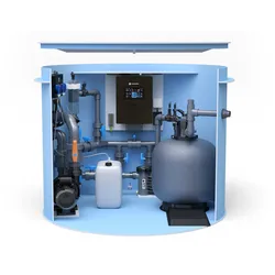 Pool-Technikschacht iControlPro Chlor | intelligente Poolsteuerung mit Chlordosierung, Sandfilteranlage und optionaler Gegenstromanlage