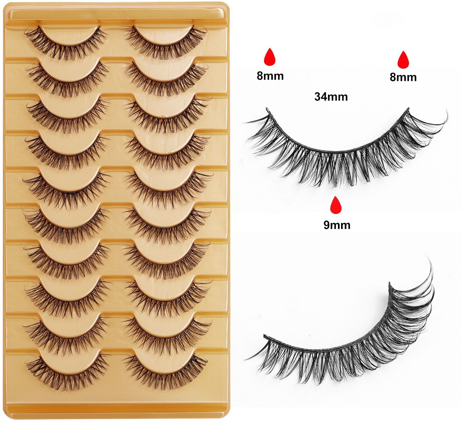 INF 5D Flauschige Volumen Falsche Wimpern - 10er Set für Dramatische, Wiederverwendbare Wimpernverlängerungen