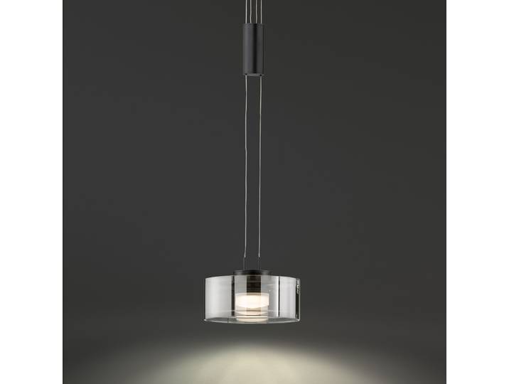 Suspension LED 20 x 160 x 20cm Noir/Noir 1 Fer verni Verre fumé Module LED