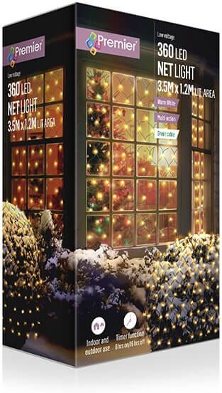 Premier Decorations Premier Multi Action 360 LED Warm White Net Light