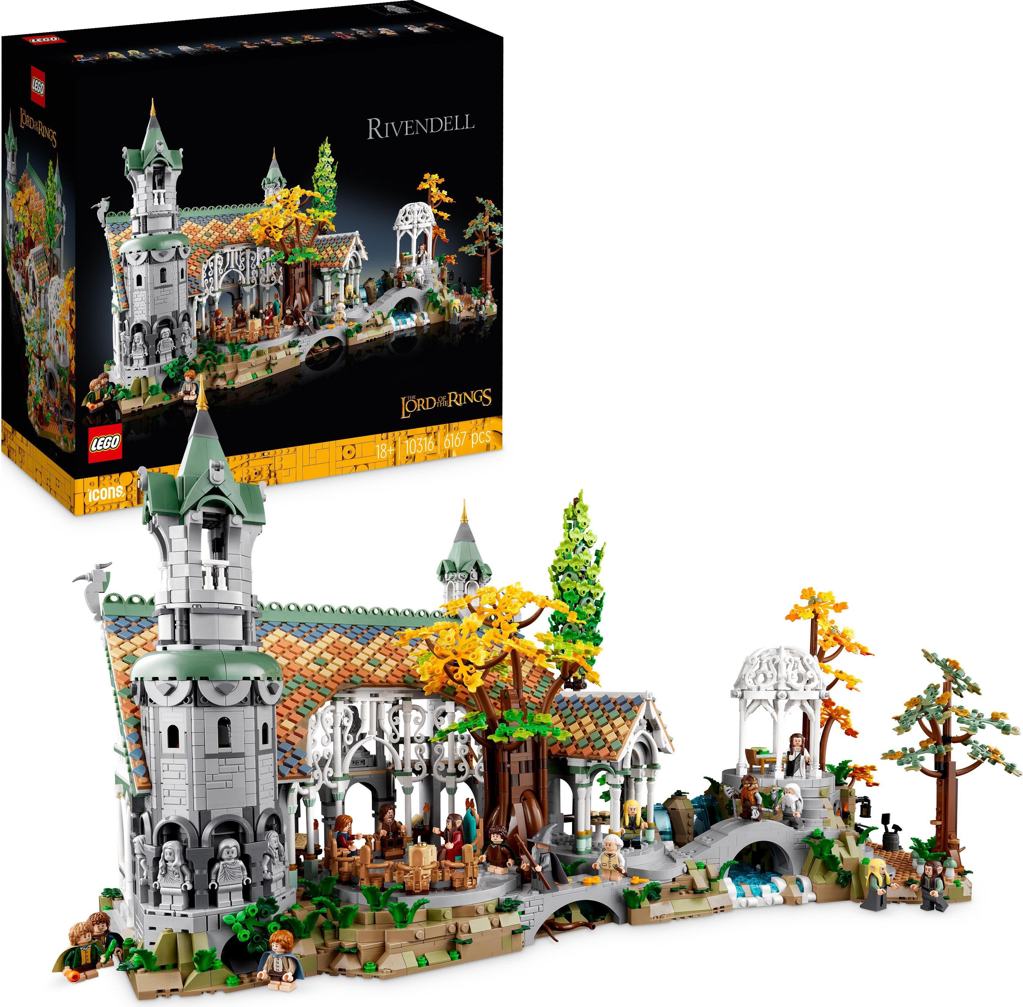 LEGO 10316 Icons DER HERR DER RINGE: BRUCHTAL, Großes Set für Erwachsene mit 15 Minifiguren, darunter Frodo, Sam und Bilbo Beutlin, baue und stelle das Tal von Mittelerde aus, ein großes fesselndes Set exklusiv bei Amazon