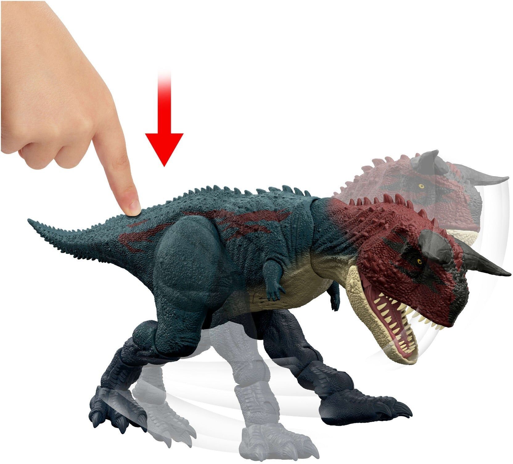 Jurassic World Charge 'N Chomp Carnotaurus Dinosaur Action Figure for Kids - Mattel - Large-Scale Playset with Roaring and Chomping Play Effects