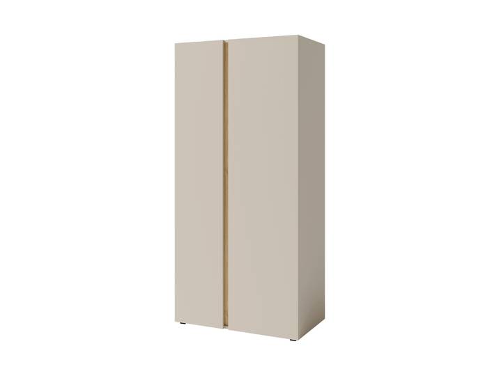 Kleiderschrank LICO Sandbeige + geölte Eiche, Drehtürenschrank mit 2 Türen, Moderner Stil, 90 x 195 x 50 cm