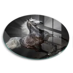 GLASPLATTE Ø 40 cm Pferd im Galopp