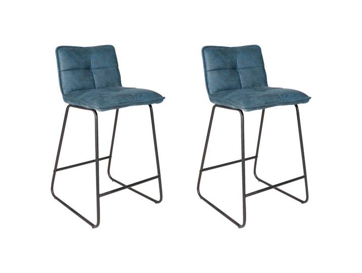 Barhocker-Set, Türkis, 44x87x50 cm, Metall & Textil, U-Form, Vintage, MID.YOU