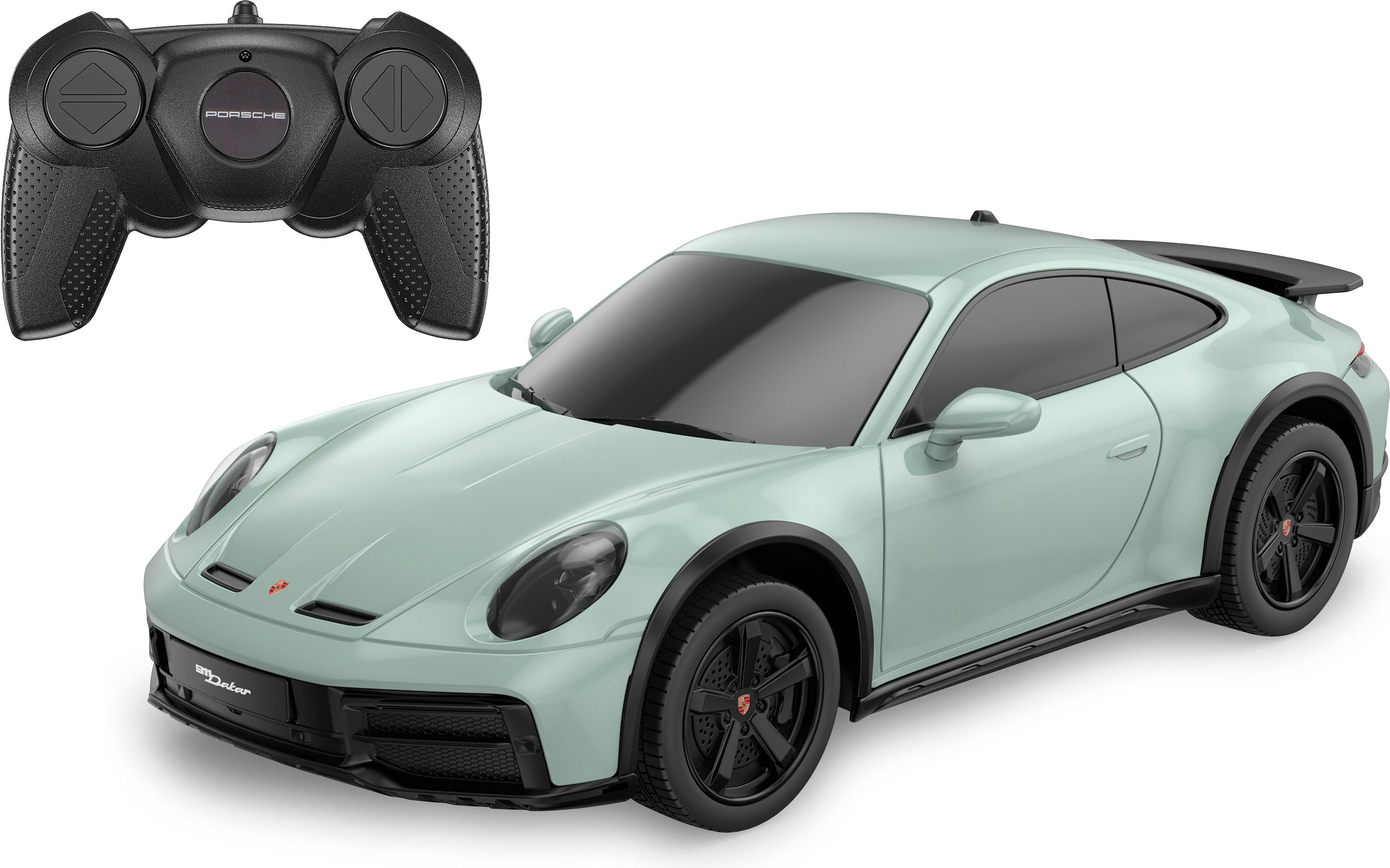 RC-Auto JAMARA "Porsche 911 Dakar 1:24 grün schattiert 2,4GHz", grün, Fernlenkfahrzeuge, KinderB:8,2cm H:5,4cm T:20,8cm, RC-Auto, B:8,2cm H:5,4cm T:20,8cm