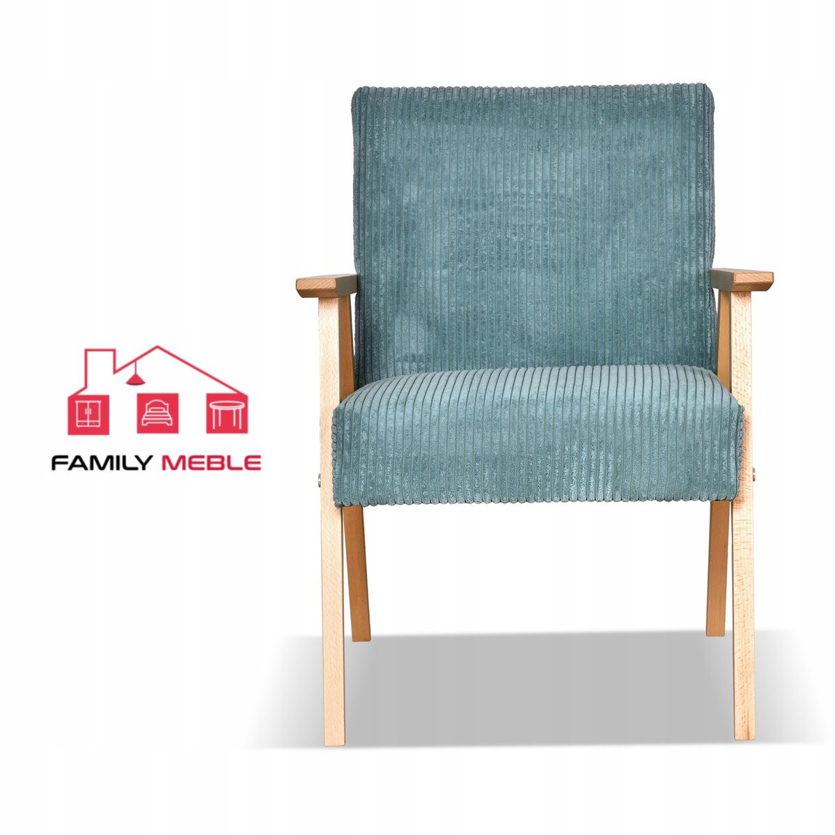 Family Meble SOLER Retro Vintage Fauteuil - Mint Corduroy Anafi