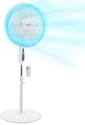 Vie Air 16 Inch 3 Speed Oscillating Stand Fan with Remote Control in White