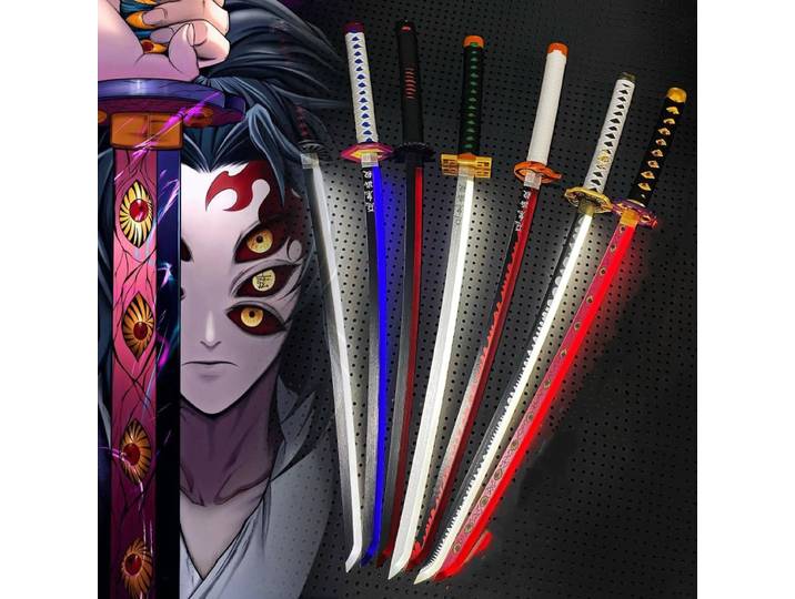 40 pouces lueur démon Slayer Katana lumière Kokushibo épée Anime Cosplay accessoire taille réelle japonais Katana original samouraï sabre cadeau