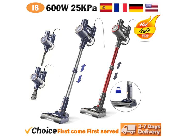 Aspirateur filaire INSE I8, aspirateur vertical autoportant, 25KPa, 600W, puissant, 6 en 1, léger, pour tapis et poils d'animaux