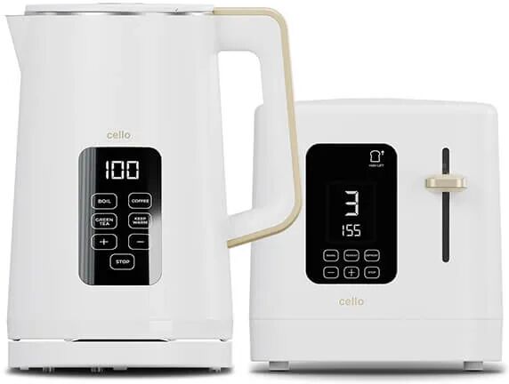 Cello Overture Natural White 2 Slot Toaster & Kettle
