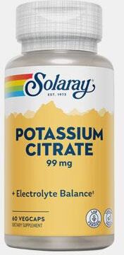 SOLARAY POTASSIUM CITRATE 99mg 60 CAPSULAS VEGETAIS