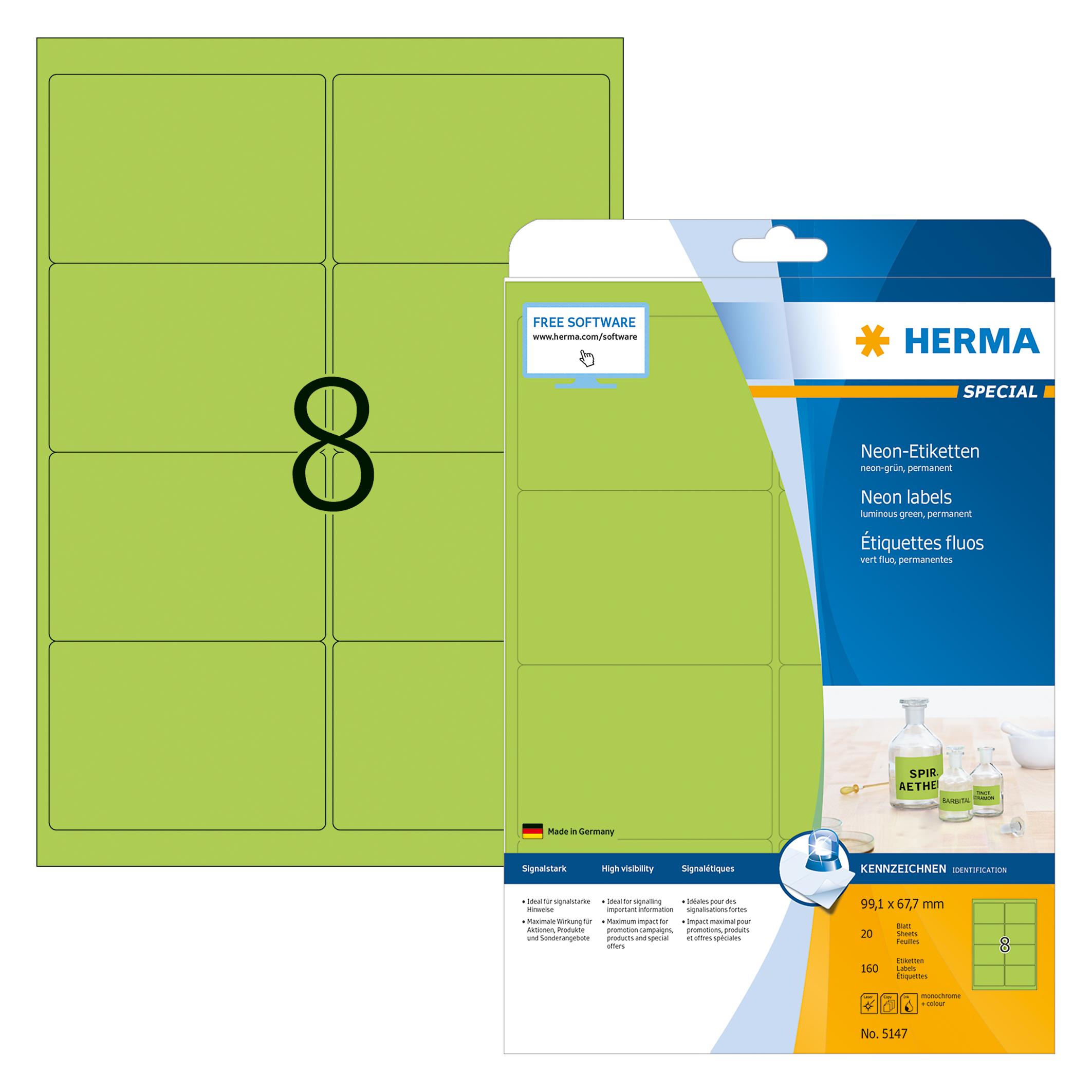 Herma Neon Etiketten A4 (5147)