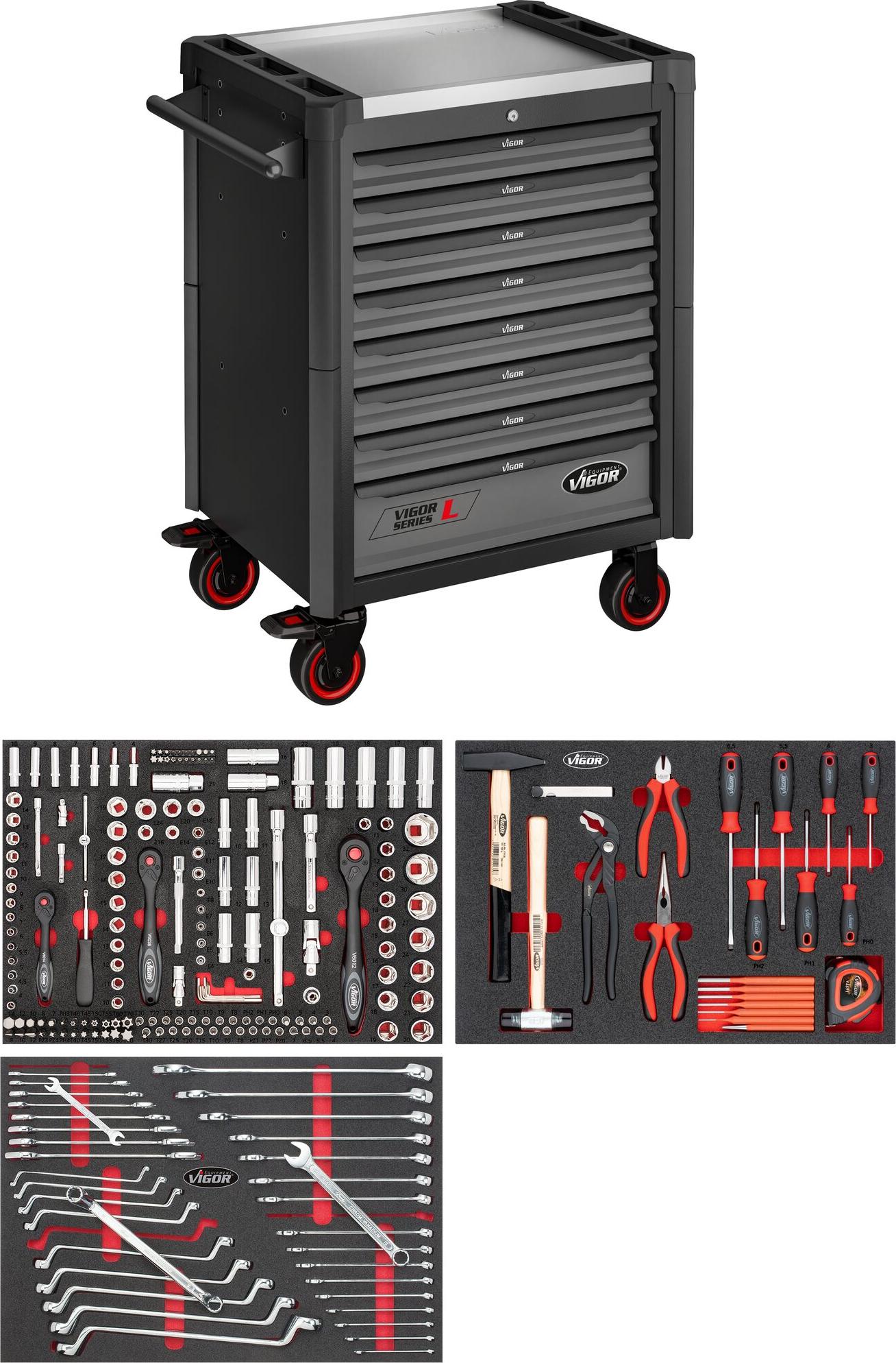 VIGOR Werkstattwagen Series L mit Sortiment V4219-X 248-teilig