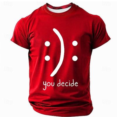 Herren Grafik T-Shirt Fröhliches/Trauriges Gesicht Emoticon 'Du entscheidest' Stimmung Ausdruck Tee
