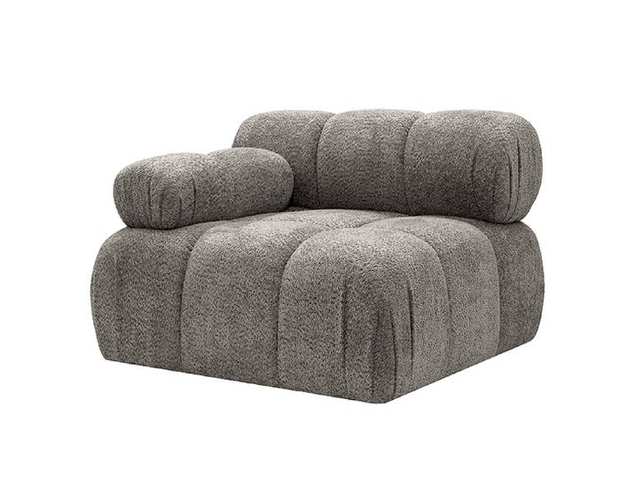 Sofaelement Sessel mit Armlehne Grau Bouclé Stoff Abby 98 x 74 x 98cm