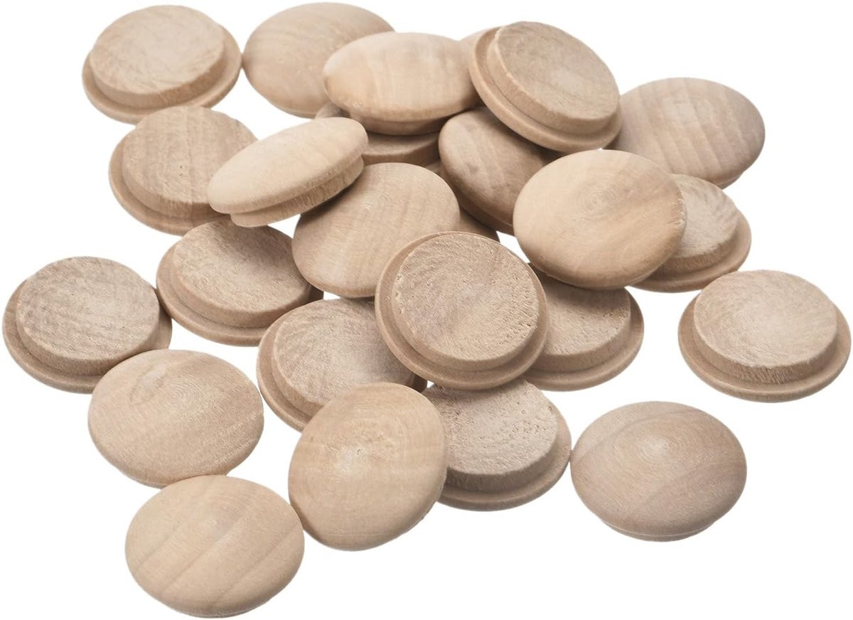 25x Houten Schroefgatafdekkingen Rond 20mm - Beukenhouten Pluggen voor Meubels en Houtbewerking