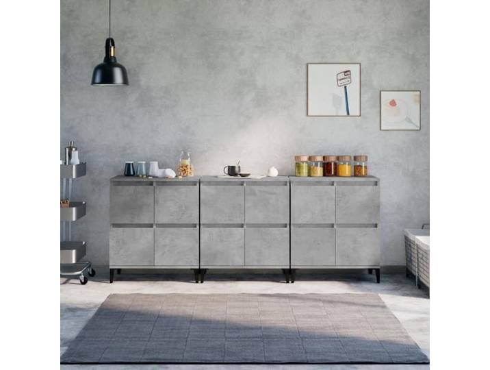 SALE 2025 Buffets bahut vaisselier - Buffets - Lot de 3 - Gris béton - 60x35x70 cm - bois d'ingénierie 57 Kg 8876