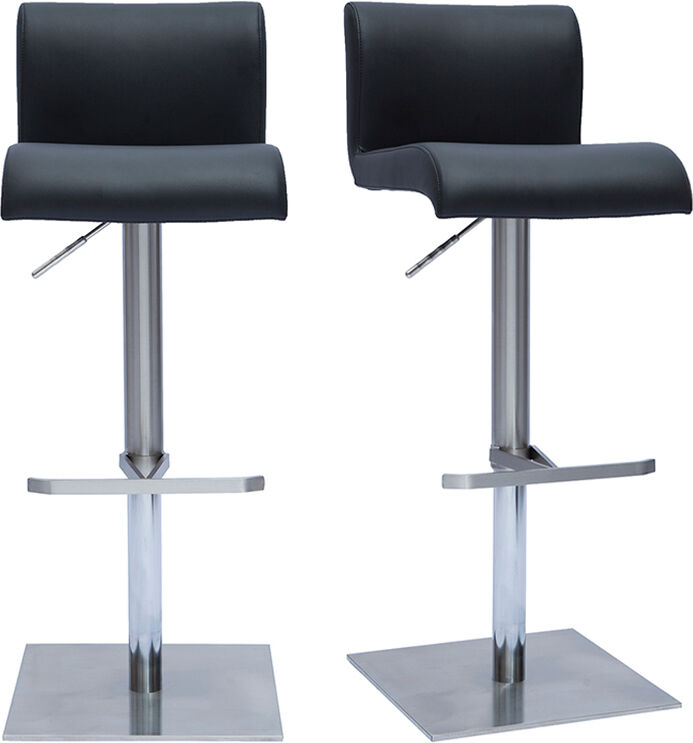 Miliboo Design-Barhocker höhenverstellbar schwarz gebürsteter Edelstahl (2er-Set) SHEINA