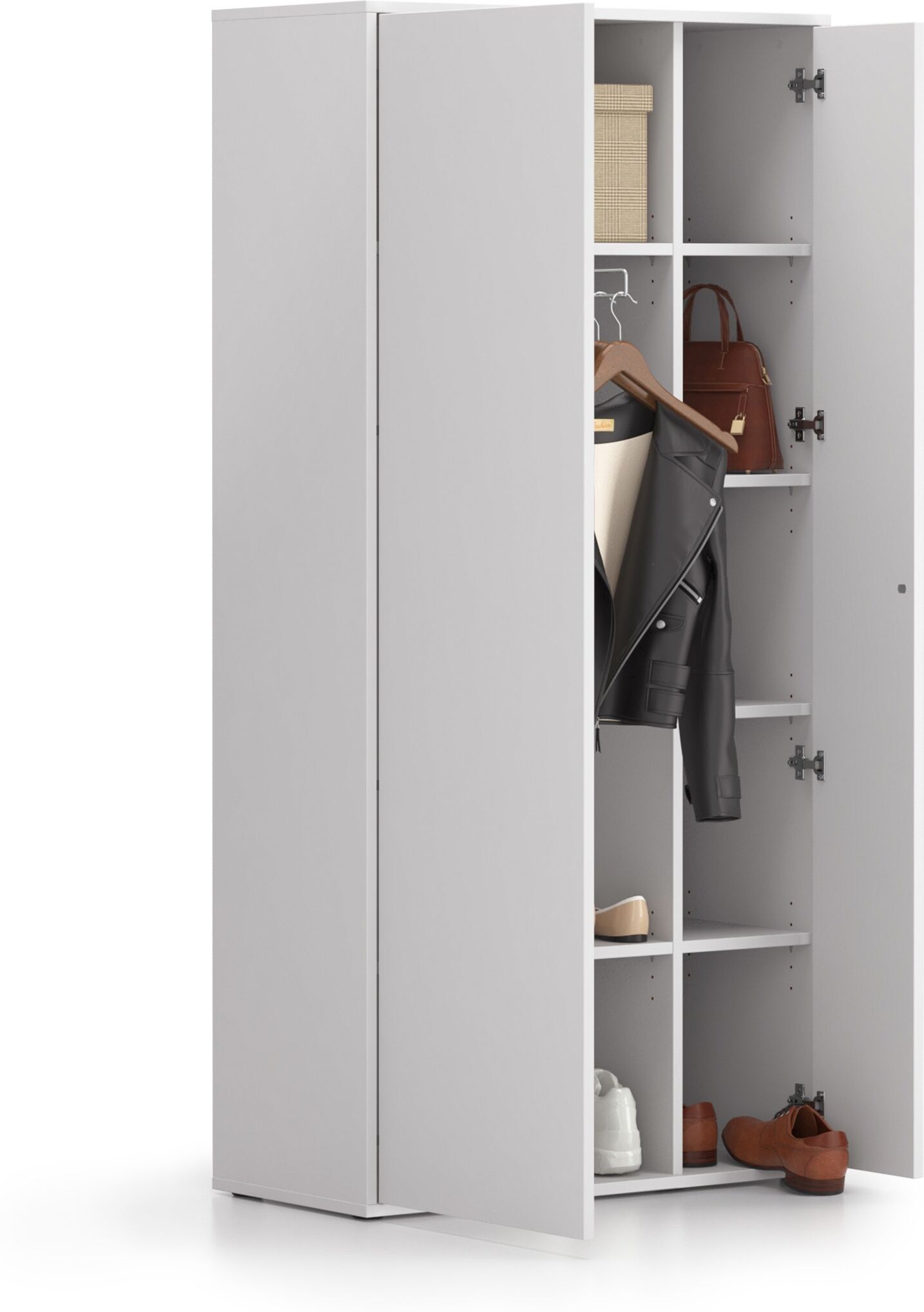 B2B Partner Garderobenschrank mit Auszug BLOCK, 850 × 400 × 1748 mm, weiß