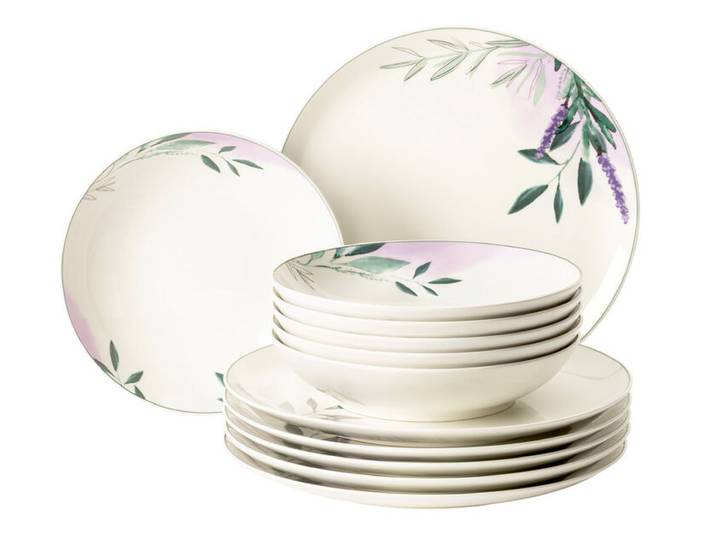 Tafelservice SAVONA PROVENCE 12-tlg. Porzellan rund floral...