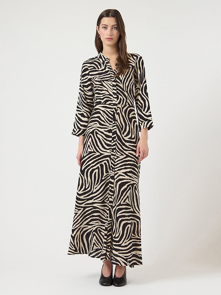 YAS Kleid in Sand/ Schwarz - M